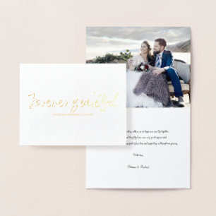 Carte Dorée Chic Remerciement De Mariage Photo Éternellement R