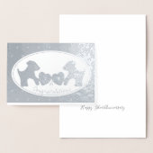 Carte Dorée Chien 25e anniversaire mariage d'argent (Affichage)