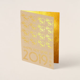 Carte Dorée Chinois Papercut Pig Année 2019 Luxury Kraft Card