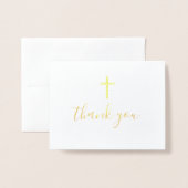 Carte Dorée Christian Elegant Script Merci (Devant avec enveloppe)
