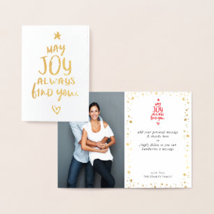 Carte Dorée CHRISTMAS TREE photo de famille typographie modern