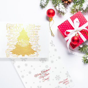 Carte Dorée Christmas tree with Christmas words Foil Card