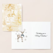 Carte Dorée Christmas Trees Deer Snowflakes (Affichage)