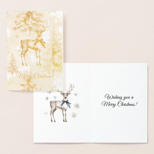 Carte Dorée Christmas Trees Deer Snowflakes (Affichage)