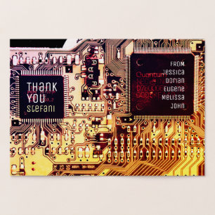 Carte Dorée Circuit imprimé art électronique en or rose