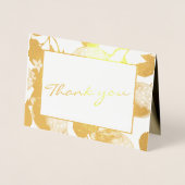 Carte Dorée Citrons dorés modernes et photo de mariage avec fe (Devant)