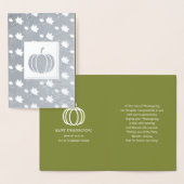 Carte Dorée Citrouilles et Feuilles en chute Thanksgiving Luxe (Affichage)