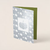 Carte Dorée Citrouilles et Feuilles en chute Thanksgiving Luxe (Devant)