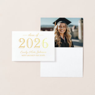 Carte Dorée Classe de 2023 Elégant Merci de graduation Or