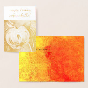 Carte Dorée Classic Elegant Lily - Joyeux anniversaire - Perso
