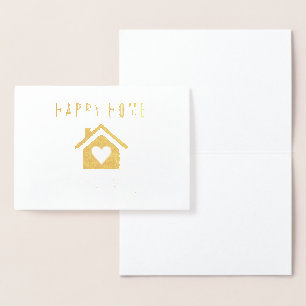 Carte Dorée Cœur de maison en feuille d'or pour anniversaire d