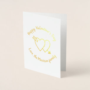 Carte Dorée Coeurs cupides Heureuses Saintes-Valentin script p
