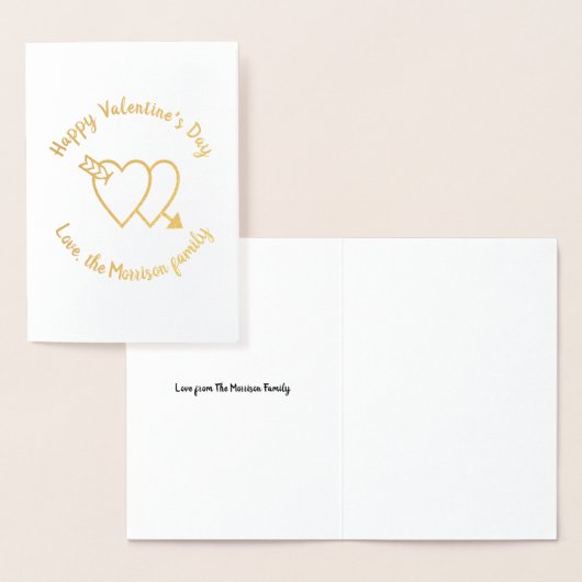 Carte Dorée Coeurs cupides Heureuses Saintes-Valentin script p (Affichage)