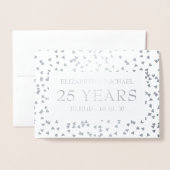 Carte Dorée Coeurs d'argent personnalisés 25e anniversaire (Devant avec enveloppe)