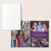 Carte Dorée Collage de photos de Noël d'hiver violet (Affichage)