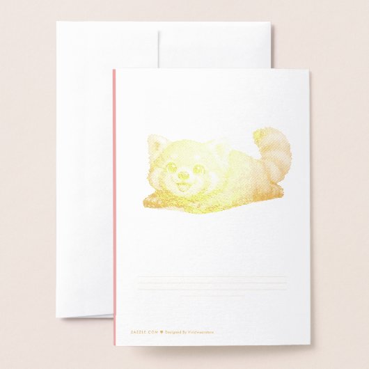Carte Dorée Conception d'animal Kawaii de Panda Rouge Mignon s (Derrière avec enveloppe)
