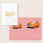 Carte Dorée Conception d'animal Kawaii de Panda Rouge Mignon s (Affichage)