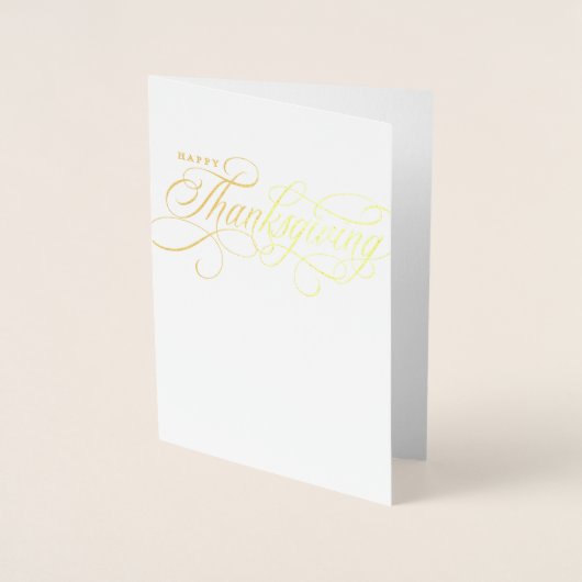 Carte Dorée Conception élégante de scripts de Bon thanksgiving (Devant)