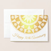 Carte Dorée Conception étoile élégante pour 50e anniversaire (Devant avec enveloppe)