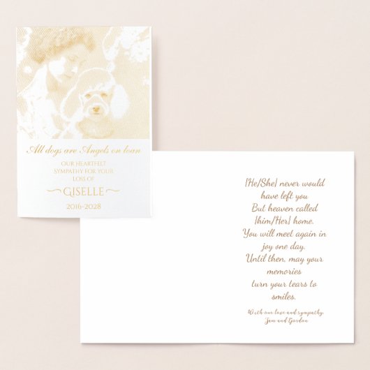 Carte Dorée Condoléances sur la perte du caniche français Pers (Affichage)