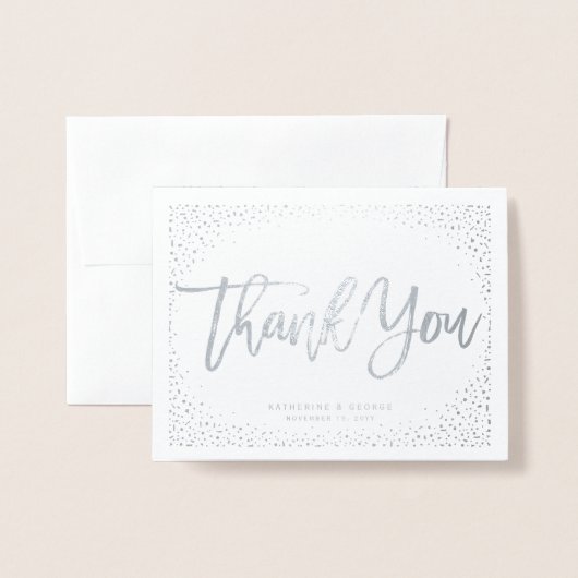 Carte Dorée Confetti Points Chic Brush Script Mariage Merci (Devant avec enveloppe)