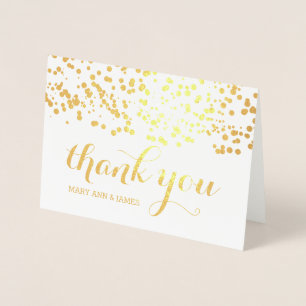 Carte Dorée Confettis élégants de feuille d'or de Merci de