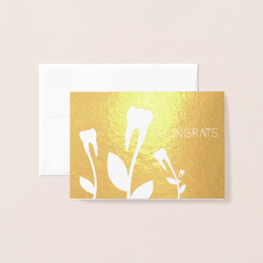 Carte Dorée CONGRATS dents à fleurs (Devant avec enveloppe)