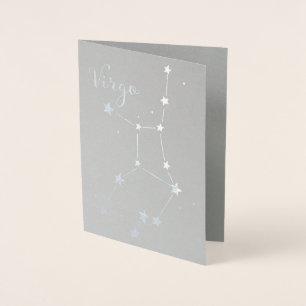 Carte Dorée Constellation Zodiaque de la vierge argentée