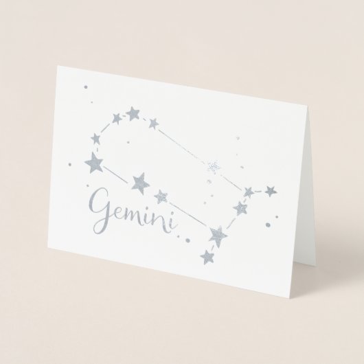 Carte Dorée Constellation Zodiaque Gemini à huile d'argent (Devant)