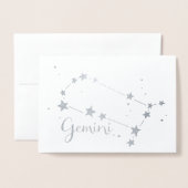 Carte Dorée Constellation Zodiaque Gemini à huile d'argent (Devant avec enveloppe)