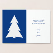 Carte Dorée Cool Yule Arbres modernes Vacances Bleu & Argent V (Intérieur)