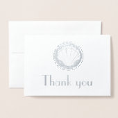 Carte Dorée coquille d'argent - Merci (Devant avec enveloppe)