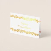 Carte Dorée Coral Woodsy Mariage Place Card Escort Siège (Devant)