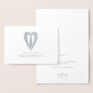 Carte Dorée Costume Mariage en argent et Cravate Groomsman Pro