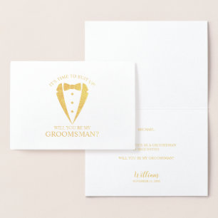 Carte Dorée Costume Or Tuxedo Personnalisé Groomsman Propositi
