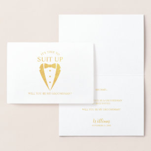 Carte Dorée Costume Or Tuxedo Personnalisé Groomsman Propositi