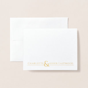 Carte Dorée Couple Nom Mariage Monogram Gold Foil