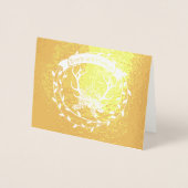 Carte Dorée Couronne de feuilles de papier doré Photo Remercie (Devant)