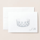 Carte Dorée Couronne en feuille d'argent Miss USA Style et car (Devant avec enveloppe)