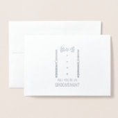 Carte Dorée Cravate Argent Bow sur la proposition de Groomsman (Devant avec enveloppe)