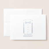 Carte Dorée Cravate Argent Bow sur la proposition de Groomsman (Devant avec enveloppe)