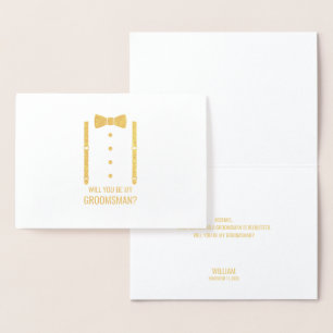 Carte Dorée Cravate Gold Bow Personnalisé Groomsman Propositio