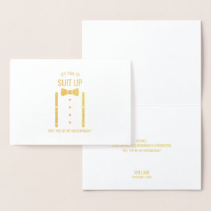 Carte Dorée Cravate Gold Bow Personnalisé Groomsman Propositio