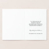 Carte Dorée Croix de deuil funéraire et Merci de garde (Intérieur)