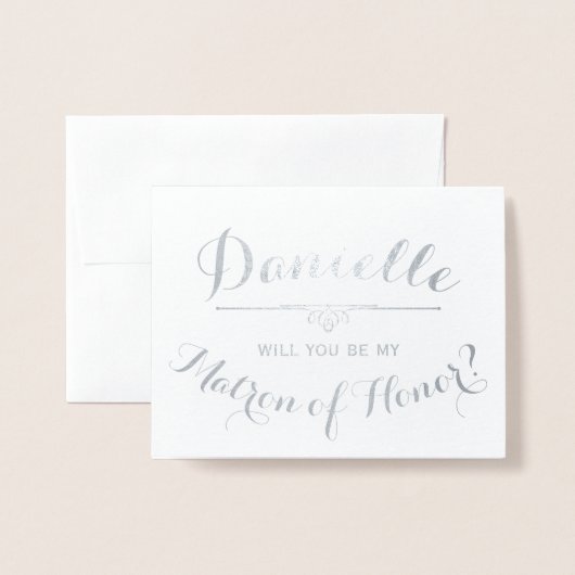 Carte Dorée Cursive Personnalisée Be My Matron of Honor (Devant avec enveloppe)