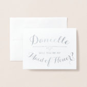 Carte Dorée Cursive Personnalisée Serez-vous ma femme d'honneu (Devant avec enveloppe)