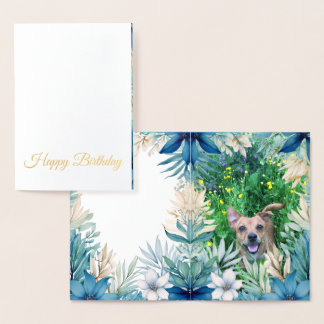 Carte Dorée Custom pet (dog) photo and message foil card