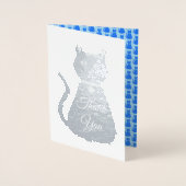 Carte Dorée Cute Blue Baby Boy Chat Baby shower Merci (Devant)