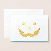 Carte Dorée Cute turquoise Jack-o'-lantern drôle Halloween (Devant avec enveloppe)