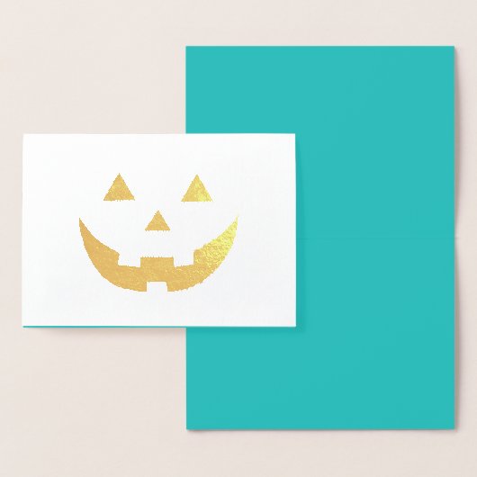 Carte Dorée Cute turquoise Jack-o'-lantern drôle Halloween (Affichage)